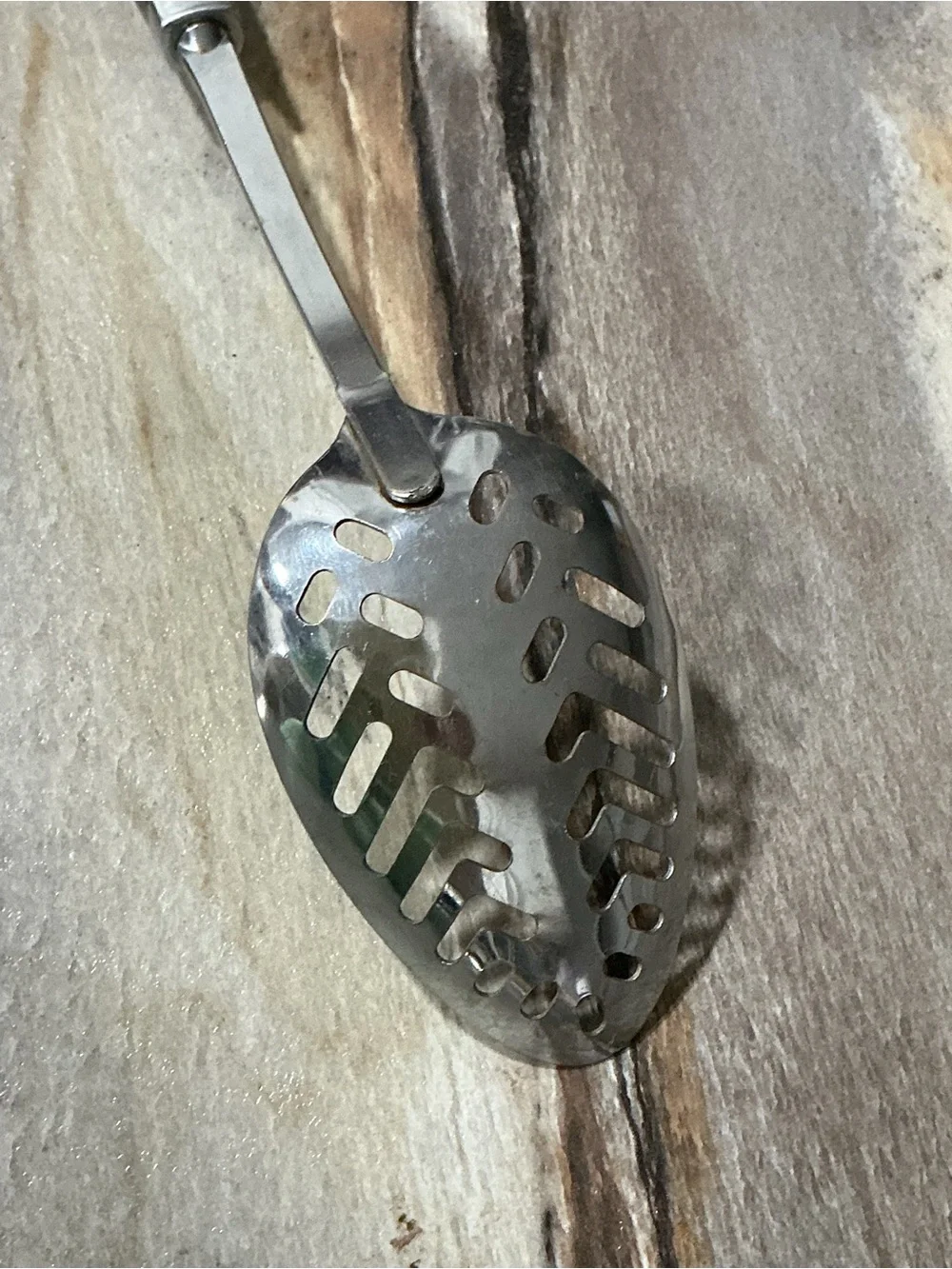 Vintage Ekco Slotted Serving Spoon Black Handle Chromium Plated Kitchen Utensil